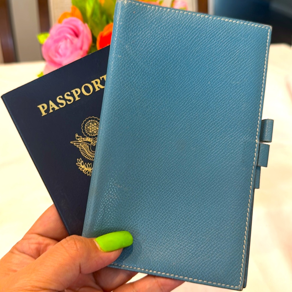 Authentic Herms Blue Leather Wallet